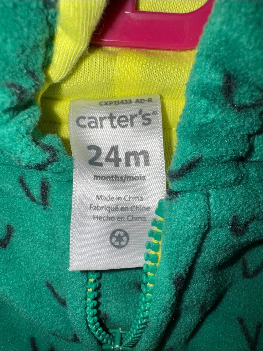 Carters Baby Dinosaur Halloween Costume 2-Pc Fleece Hoodie & Pants Green 24M - Picture 4 of 4